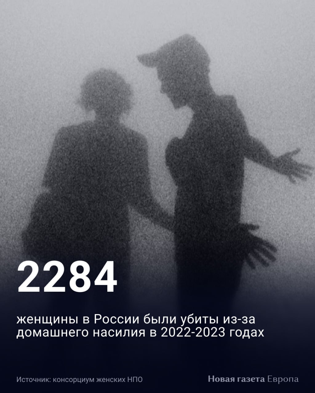 Не менее 2284 женщин в России были убиты в предыдущие два года в результате домашнего насилия  Об этом говорится в исследовании проекта «Алгоритм света» от Консорциума женских НПО. В публикации говорится, что всего с 2022 по 2023 год были убиты 3436 женщин. Таким образом, доля жертв домашнего насилия составляет 66%.  В Консорциуме женских НПО также отметили, что большинство убийств, произошедших из-за домашнего насилия, совершались любовными партнерами женщин — всего таких жертв 2123. Остальные погибли в результате домашнего насилия со стороны родственников.  Помимо этого, авторы исследования обнаружили 65 обвинительных приговоров по делам об убийстве женщин, в которых фигурируют участники войны в Украине.  «Мы предполагаем, что проводимая уголовная политика в отношении участников СВО в будущем приведет к трагическим последствиям, а самыми уязвимыми в этой ситуации окажутся женщины и дети», — заявили в Консорциуме женских НПО.   Подписаться на «Новую-Европа»