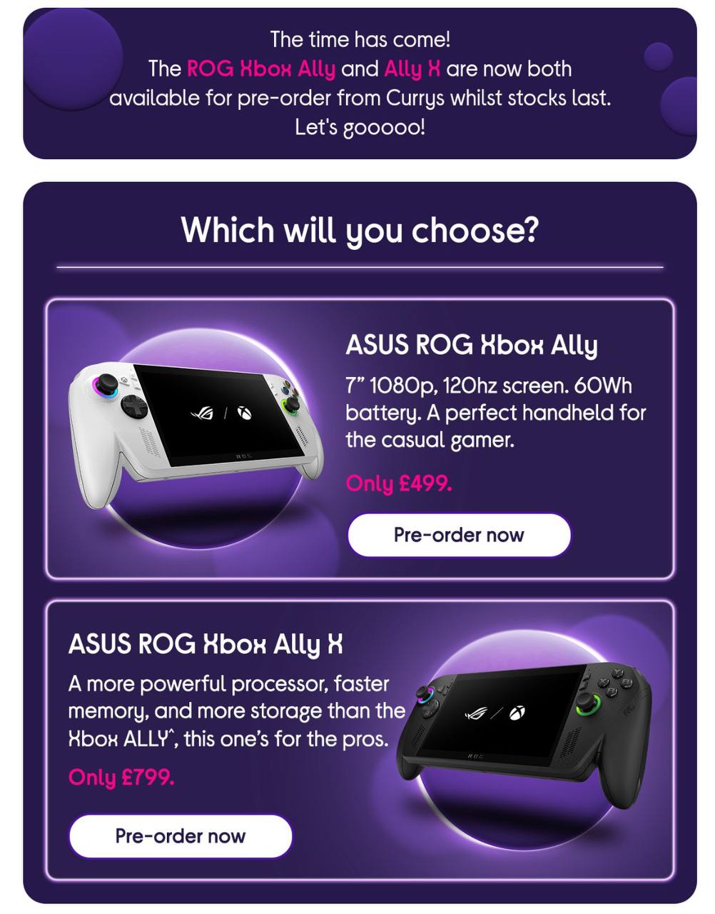 ОФИЦИАЛЬНО Объявлены цены на Xbox ROG Ally и Xbox ROG Ally Х для Великобритании Младшая стоит 499 а старшая и более мощная 799 56500 и 89990 Предзаказы открываются сегодня GPX Подписывайся