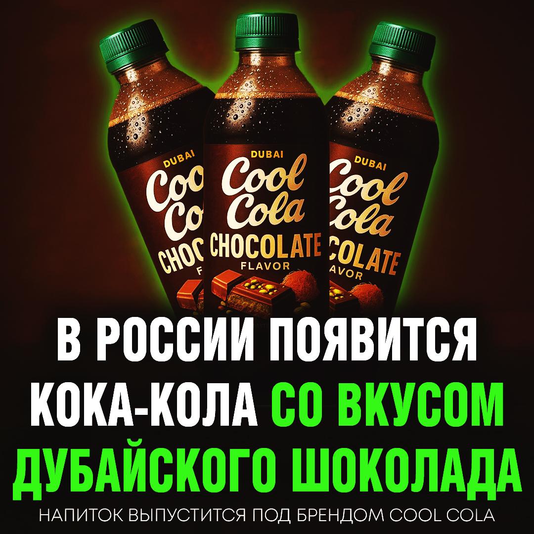 Колу со вкусом дубайского шоколада начнут выпускать в России! В Роспатент уже подали заявку на регистрацию соответствующего товарного знака. — звучит балдёжно — фууууу, мерзость Рифмы и Морген