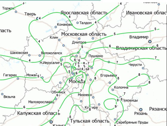 Холодный воздух начал активно вторгаться в столичный регион. Ночь 9 октября оказалась градусов на 5-6  холоднее предыдущей. И это несмотря на облачность.  На карте видно, что наиболее низкая температура воздуха была  на севере и северо-западе Подмосковья,  в  Клину всего 4 градуса тепла. В Тверской области   Бологое  температура понизилась до 1,8 градуса.