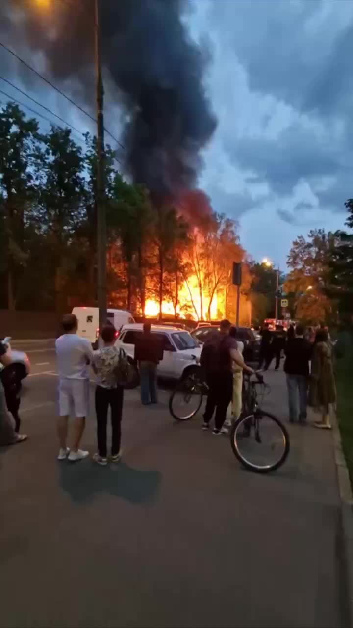Пожар в Мытищах: огонь охватил частный сектор и деревья