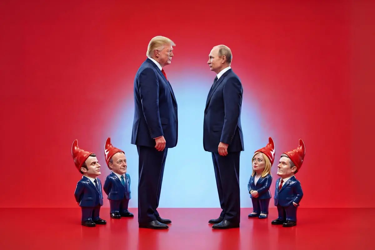 Путин и Трамп в окружении карликовых лидеров европейских стран Так швейцарская газета NZZ проиллюстрировала статью Почему Европа не повзрослеет Подписаться на РИА Новости