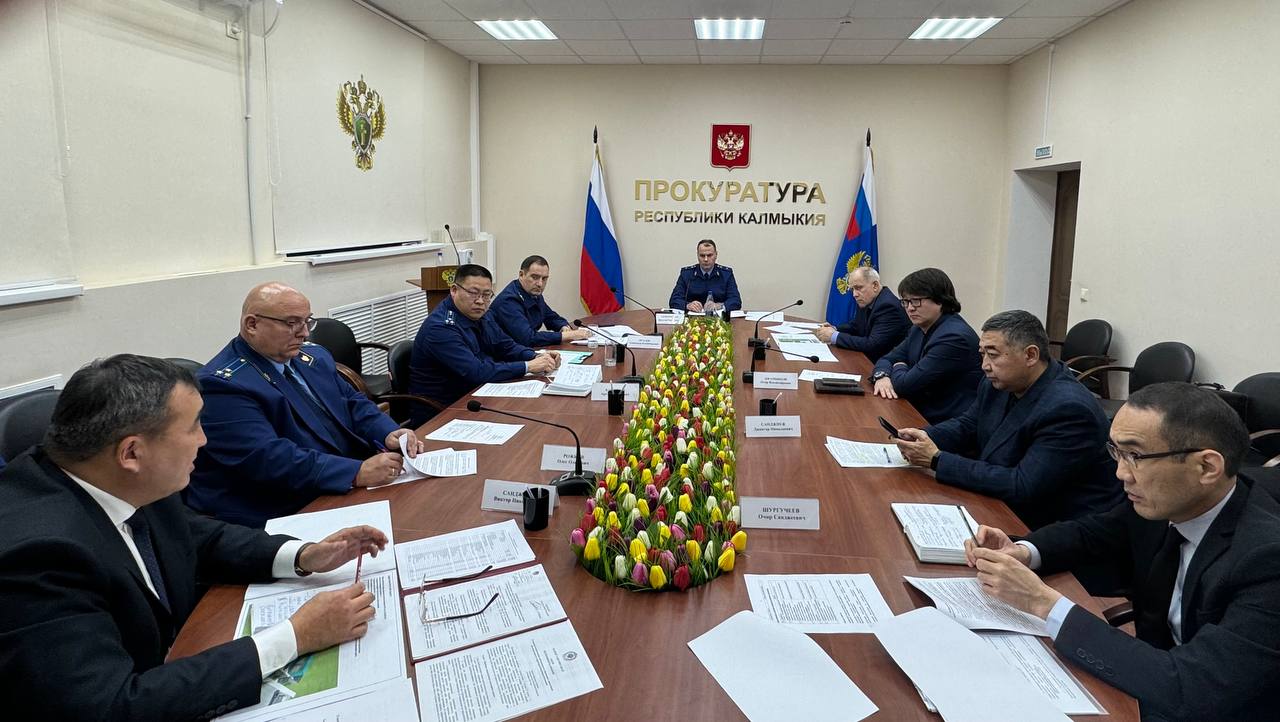 В прокуратуре республики состоялось межведомственное совещание по вопросу состояния законности в сфере обращения с бесхозяйными животными  В прокуратуре республики под председательством прокурора республики Виталия Семенченко состоялось межведомственное совещание по вопросу состояния законности в сфере обращения с бесхозяйными животными.  В совещании приняли участие Главный федеральный инспектор по Республике Калмыкия Александр Беляев, Северо – Каспийский межрайонный природоохранный прокурор Олег Рожков, Первый заместитель Председателя Правительства Республики Калмыкия- и.о. министра финансов Республики Калмыкия Очир Шургучеев, Заместитель Председателя Правительства Республики Калмыкия- и.о. министра природных ресурсов и охраны окружающей Республики Калмыкия Очир Джамбинов, и.о. Министра сельского хозяйства Республики Калмыкия Тимур Гаваев, руководитель Управления Роспотребнадзора по Республике Калмыкия Джангар Санджиев, и.о. начальника Управления ветеринарии Республики Калмыкия Виктор Санджиев.  В ходе заседания заслушаны результаты проверок органов прокуратуры в названной сфере, информации членов регионального Правительства, курирующих данное направление, а также позиция Управления ветеринарии.  В декабре 2024 г. прокуратурой республики в адрес Главы Республики Калмыкия, Председателя Правительства Республики Калмыкия, Председателя Народного Хурала Республики Калмыкия направлены информации в порядке ст. 9 ФЗ «О прокуратуре Российской Федерации» о необходимости разработки законодательного акта, устанавливающего право содержания животных без владельцев в местах и пунктах временного содержания животных, не являющихся приютами для животных. По результатам рассмотрения информации Управлением ветеринарии Республики Калмыкия разработан, а Народным Хуралом Республики Калмыкия 20.12.2024 принят закон Республики Калмыкия «О порядке осуществления деятельности по обращению с животными без владельцев на территории Республики Калмыкия».  В этой связи участники совещания обсудили актуальные проблемы в сфере обращения с бесхозяйными животными, в том числе, касающиеся перспективы строительства быстровозводимого пункта временного содержания животных.   Наш Телеграм-канал    Наша страница в «ВКонтакте»