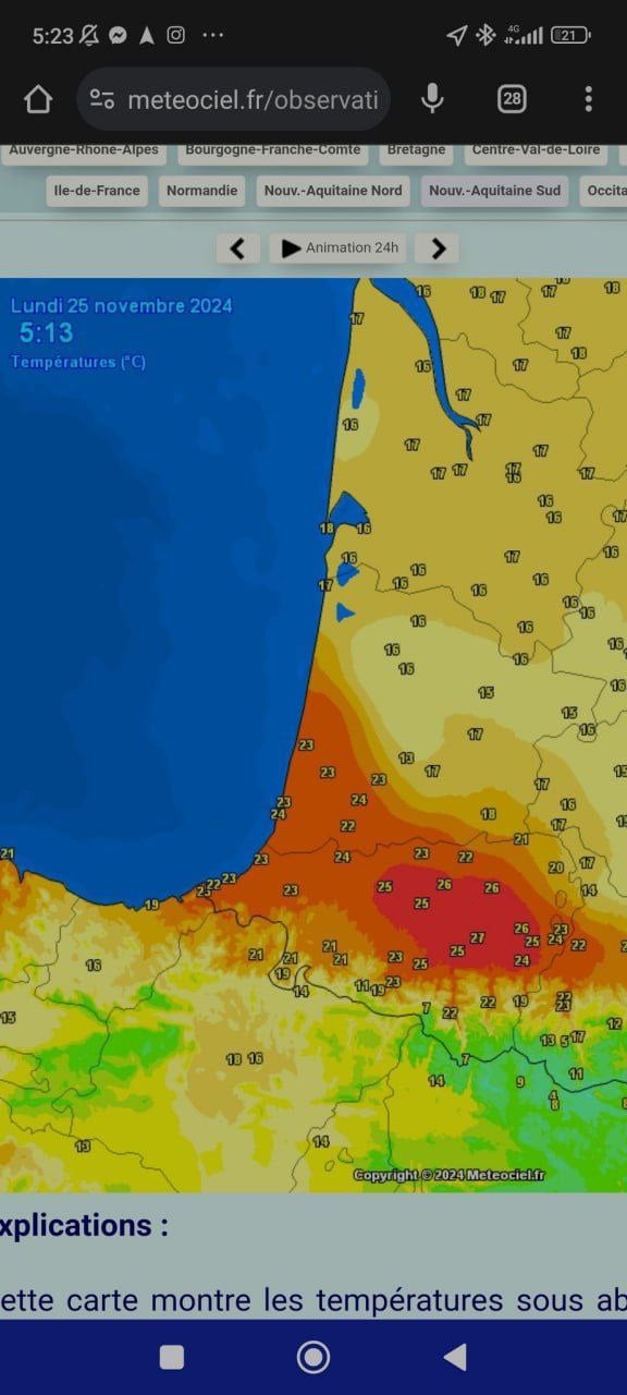 Волна холода в Европе сменилась волной рекордного тепла  Температура +26°C была зафиксирована ночью на юго-западе Франции  Измерение побило все ноябрьские рекорды и произошло всего через несколько дней после того, как некоторые части страны были покрыты снегом.