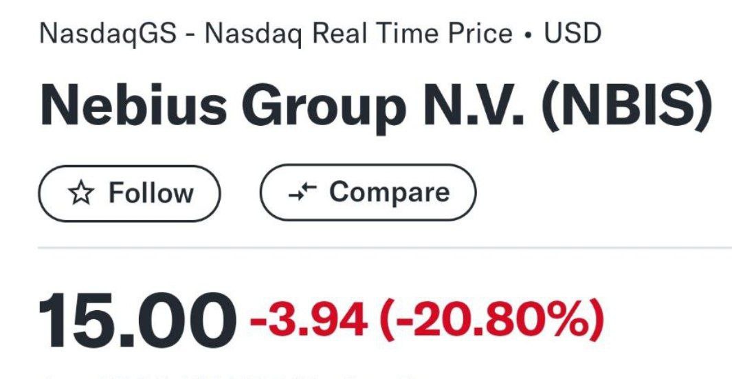 Акции компании Nebius  бывший Яндекс  Аркадия Воложа на возобновлении торгов на Nasdaq упали на 20%.