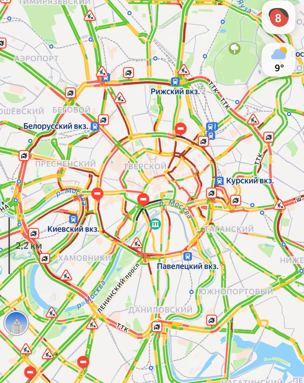 Пробки в Москве к середине рабочего дня достигли 8 баллов Страшно представить что будет вечером