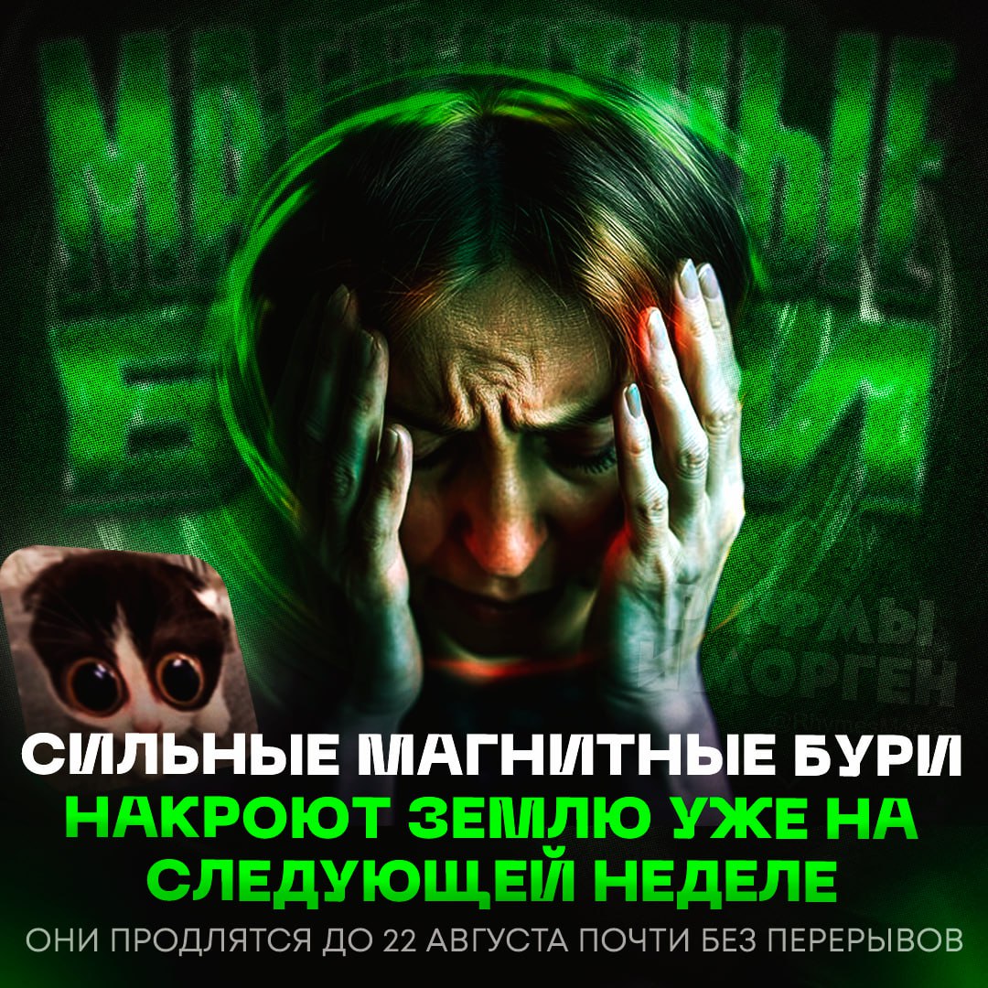 МЕТЕОЗАВИСИМЫЕ, ПОСТ ДЛЯ ВАС! Сильные магнитные бури накроют Землю уже на следующей неделе Они продлятся до 22 августа почти без перерывов. Ожидаются перебои связи, скачки напряжения в энергосетях и ухудшение самочувствия у метеозависимых людей. Врачи советуют в этот период пить больше воды, избегать стрессов и не перегружать себя физическими нагрузками. — а мне пох, на меня это не действует — мне п#зда... Рифмы и Морген