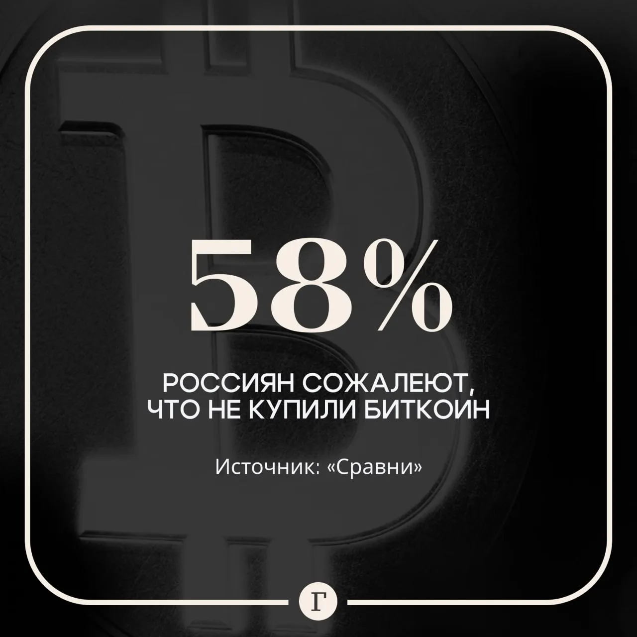 Более половины россиян сожалеют что вовремя не купили биткоин На втором месте среди упущенных возможностей оказалась покупка долларов по курсу 30 рублей 29 Еще 19 респондентов отметили что воспользовались бы льготной ипотекой под 6 5 годовых При этом только 9 опрошенных заявили что не стали бы ничего менять в своем финансовом прошлом Читайте Газету Ru в MAX