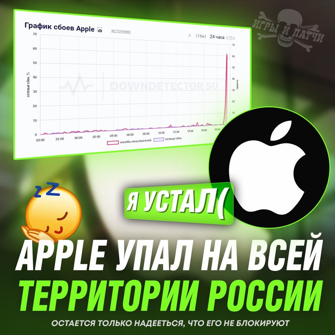 APPLE УПАЛ В РОССИИ! Пользователи массово жалуются, что не могут скачать приложения и зайти в сервис    — НАДЕЮСЬ, ЭТО НЕ БЛОЧАТ ЕГО   — ЧЕ С ЕБ , ЯБЛОЧНЫЕ  Игры и Патчи  ‍