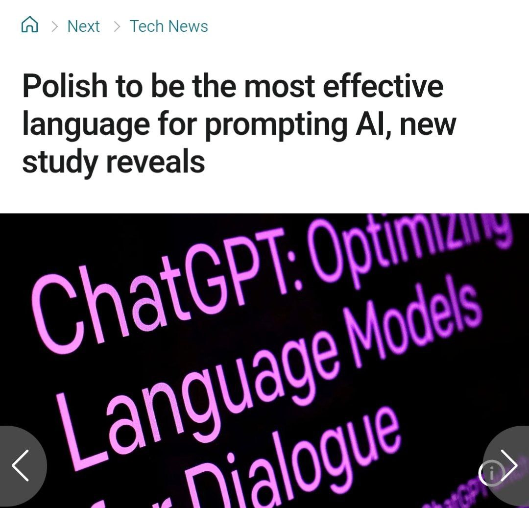 ОР польский язык самый эффективный язык общения с ИИ Университет Мэриленда протестировал ChatGPT Gemini Qwen Llama DeepSeek и другие модели на 26 языках Результат польский занял топ 1 с 88 точности выполнения промптов Kurwa AI PushEnter