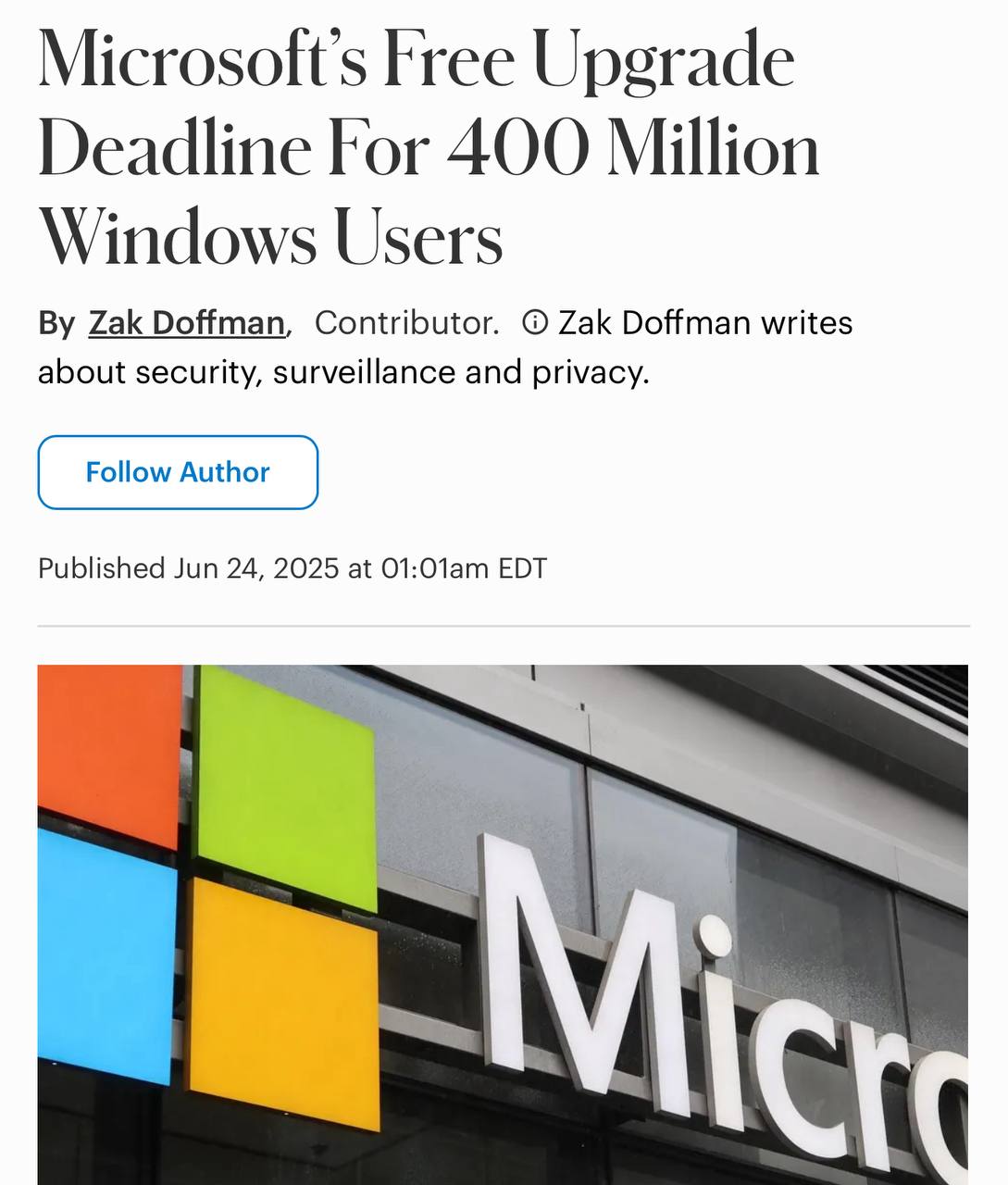 Microsoft введет обязательное обновление до Windows 11 Microsoft объявила, что обновление до Windows 11 станет обязательным. Пользователи Windows 10, численность которых составляет около 400 млн, смогут оставаться на прежней версии, но за это придется платить $30 в год за патчи безопасности. Поддержка закончится 14 октября. Проблема в том, что около 240 млн старых ПК не поддерживают Windows 11, и Microsoft предлагает их владельцам приобрести новое оборудование. ———————————————— - Канал про тренды из мира IT, технологий, нейросетей и бизнеса.