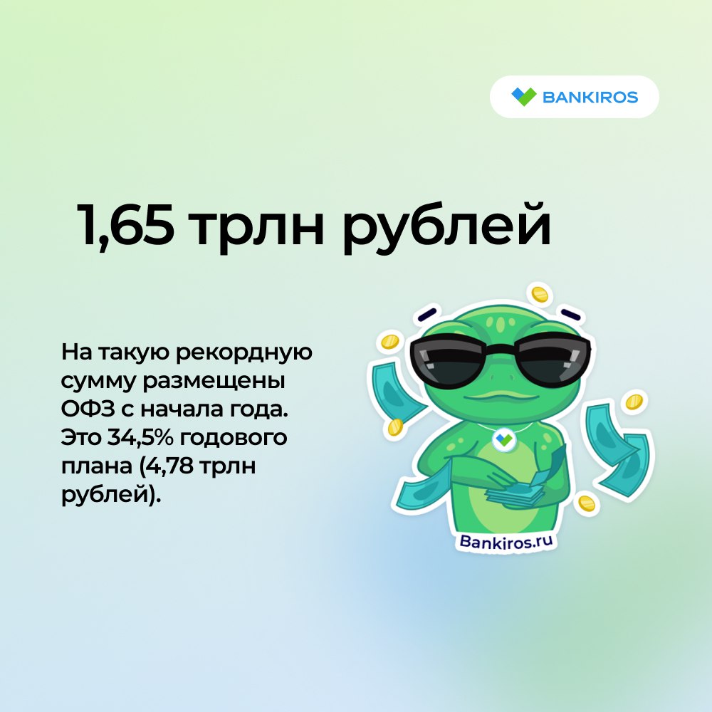 Крепкий рубль может вынудить правительство значительно увеличить выпуск ОФЗ Согласно бюджетному правилу, Минфин должен увеличивать выпуск облигаций федерального займа, если курс рубля находится выше прогнозов министерства. На каждый рубль укрепления – плюс 100-120 млрд рублей. Напомним, прогноз среднего курса доллара был понижен до 94,3 рубля с 96,5. То есть минимальное увеличение ОФЗ уже должно было составить 220-260 млрд. А официальный курс ЦБ находится еще ниже – вблизи 79 рублей за доллар. При таком среднегодовом курсе выпуск должен увеличиться на 1500-1800 млрд. По оценке аналитиков «Эйлера», укрепление рубля может привести к росту плана Минфина по выпуску облигаций на 620–810 млрд рублей 13-17% . А эксперты из БКС и «Синары» считают, что рост может быть более существенным – до 900 млрд рублей. #курсрубля Будь в курсе с Банкирос Буст