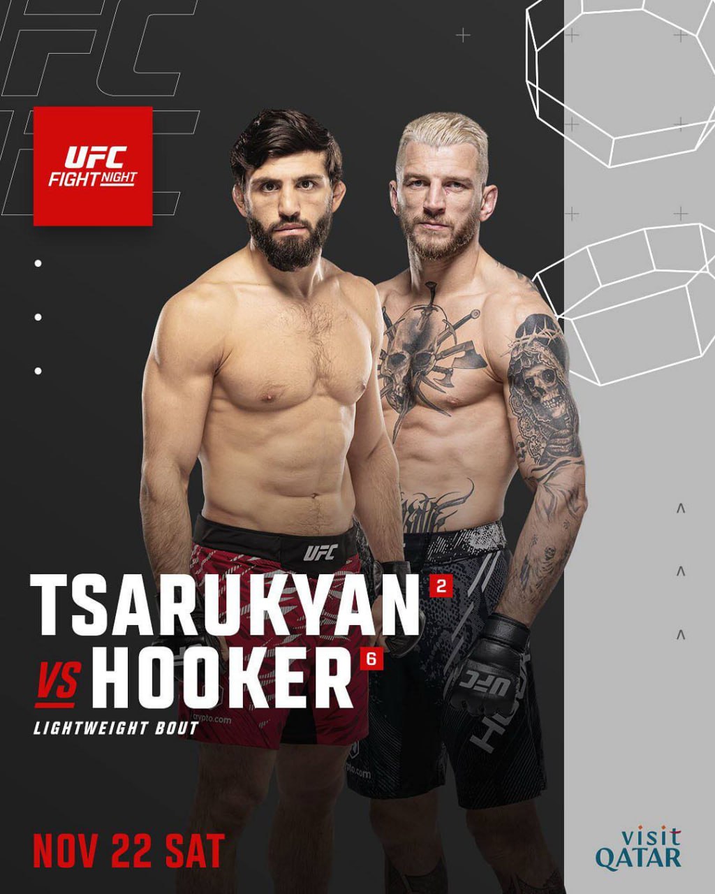 ОФИЦИАЛЬНО Царукян и Дэн Хукер возглавят турнир UFCQatar Заруба пройдёт 22 ноября ChampFights