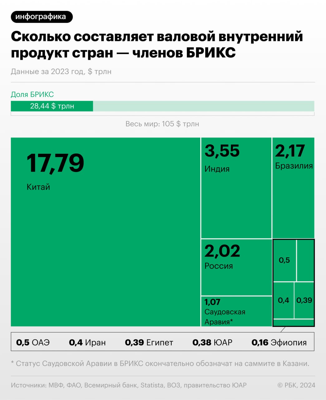 В Казани начинается XVI саммит БРИКС. РБК проанализировал результаты объединения за 18 лет его существования, а также как менялся круг обсуждаемых его участниками вопросов.