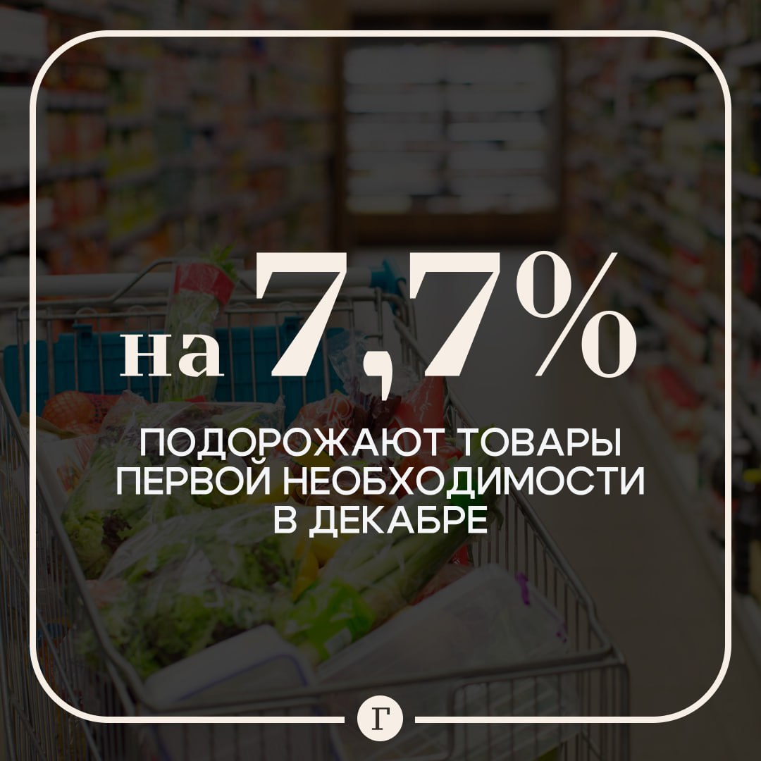 Товары первой необходимости подорожают на 7,7% в декабре.  Такой прогноз «Газете.Ru» дала экономист Татьяна Суворова:    «Ожидается значительное повышение цен на сыр, так как наблюдается дефицит сычужного фермента. Также цены на товары могут подскочить из-за роста ключевой ставки, удорожания кредитов, повышения уровня безработицы, снижения экспорта, несмотря на наращивание объемов экспорта-импорта с Китаем».  Экономист посоветовала россиянам смотреть товары со скидкой, пользоваться картами и клубами лояльности, а также сервисами сравнения цен.   Подписывайтесь на «Газету.Ru»