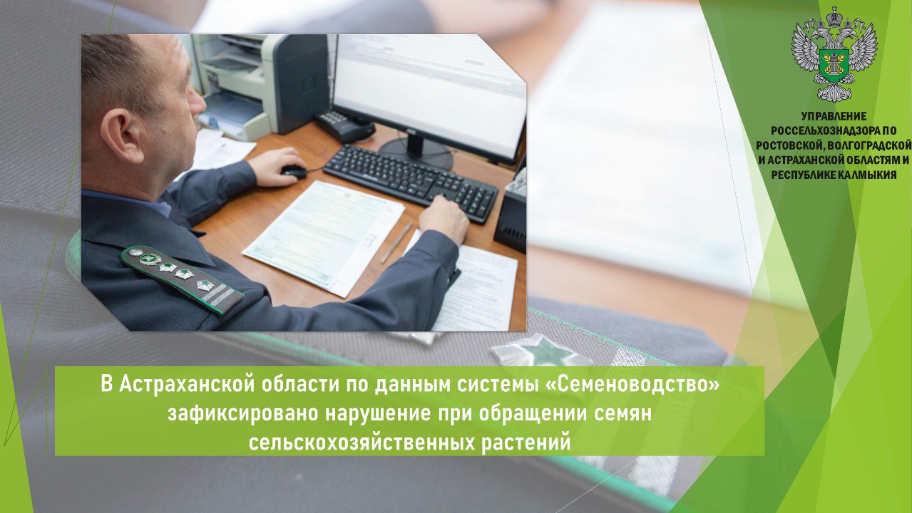 Управлением Россельхознадзора в рамках мониторинга данных ФГИС «Семеноводство» установлено нарушение, допущенное предпринимателем, осуществляющим свою деятельность на территории Астраханской области. Установлено, что предприниматель произвела списание 80 т семенного материала пшеница мягкая озимая без документов о показателях сортовых и посевных посадочных качеств семян сельскохозяйственных растений. ‼ Таким образом, натешены требования Федерального закона № 454-ФЗ «О семеноводстве». По данному факту предпринимателю вынесено предостережение о недопустимости нарушения обязательных требований. Предложено принять меры по обеспечению соблюдения обязательных требований в области карантина растений. Открыть полный текст #Электронные_системы #Семенной_контроль