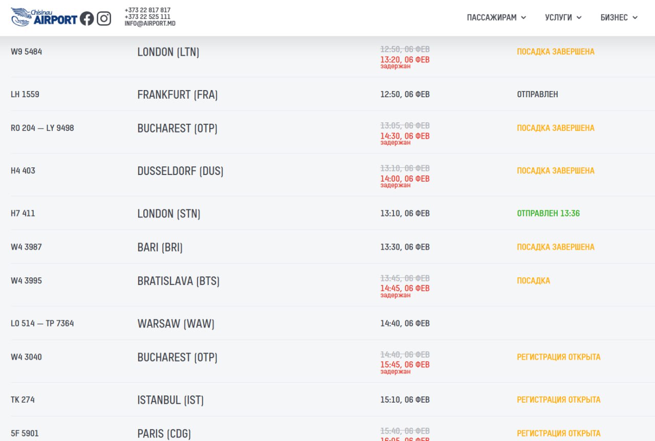 В аэропорту Кишинева задержки рейсов Задерживается вылет в Лондон Бухарест Франкфурт Братиславу и Париж Задерживается прибытие рейсов из Бухареста и Болоньи  Причина обледенение rusputnikmd 2