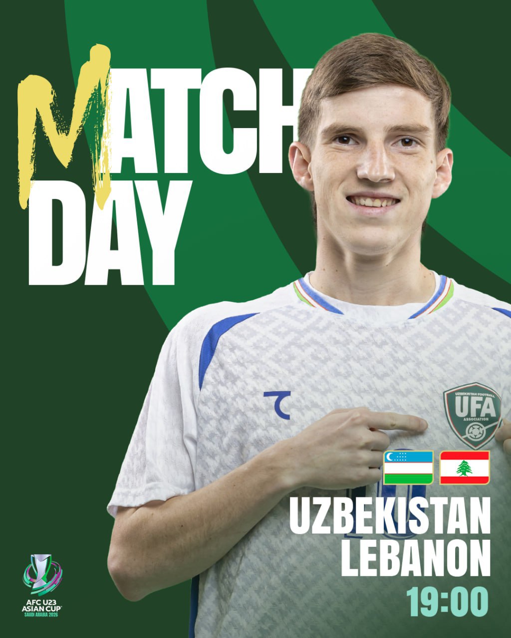 Сборная Узбекистана по футболу U 23 начинает свое участие на Кубке Азии В первом туре группового этапа команда встретится со сборной Ливана Матч состоится 7 января в 19 00 на стадионе Prince Faisal Bin Fahd в Эр Рияде Подписывайтесь на Repost