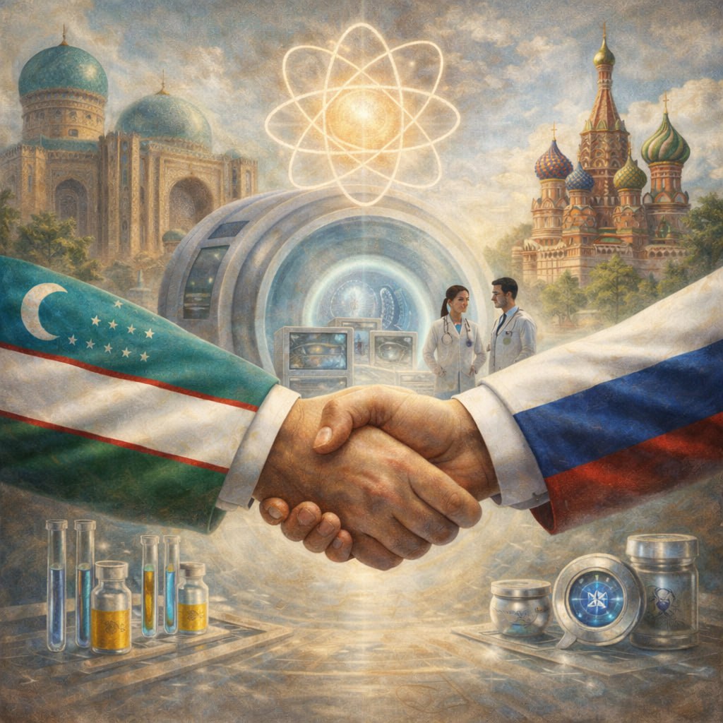 Узбекистан и Россия сотрудничество в сфере ядерной медицины СМИ со ссылкой на агентство по атомной энергетике Узатом сообщают что оно подписало с российской госкорпорацией Росатом дорожную карту по развитию данной сферы В подготовке документа помимо представителей двух структур принимали участие эксперты из Минздрава Узбекистана и ключевых медицинских центров Соглашение предполагает передачу технологий и подготовку кадров и нацелено на строительство продвинутой медицинской инфраструктуры с помощью которой Узбекистан сможет более эффективно бороться с онкологическими заболеваниями а также выявлять их на ранней стадии НЕРУШИМЫЕ