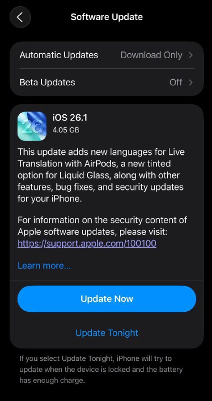 Вышло обновление iOS 26 1 В iOS 26 1 добавили отключение жидкого стекла Чтобы выключить будильник теперь нужно свайпнуть вбок а жест для камеры можно деактивировать AirPods поддерживают больше языков для синхронного перевода а Apple Intelligence стал умнее   t me neurosphera