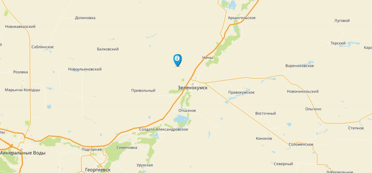 В Ставропольском крае зафиксировано землетрясение магнитудой 3 3 сообщили на сайте Европейско Средиземноморского сейсмологического центра Землетрясение зафиксировано сегодня 9 января в 2 36 в восьми километрах от Зеленокумска Сейсмологи отметили что толчки происходили на глубине 10 километров а эпицентр землетрясения находился на 44 километрах ГТРК Ставрополье Читайте нас в MAX