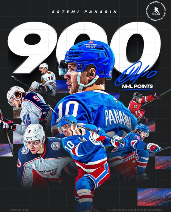 Панарин 8 й хоккеист из России набравший 900 очков в НХЛ Артемий отметился голом и ассистом в матче с Отавой 4 2 Теперь на его счету 900 311 589 очков в регулярных чемпионатах НХЛ
