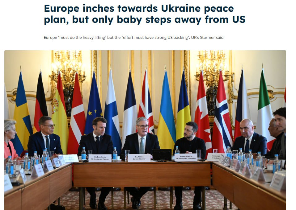 Европа призывает Украину восстановить связи с США  Как сообщает издание Euractiv, несмотря на обещания поддерживать Украину, некоторые европейские лидеры дали понять Киеву, что они предпочли бы, чтобы тот восстановил свои связи с Вашингтоном, чем полностью обходился без США.   Отмечается, что премьер Великобритании Стармер и генсек НАТО Рютте ранее пытались убедить украинского лидера Зеленского найти способ восстановить отношения с новой американской администрацией, несмотря на то, что президент США Трамп ясно дал понять, что хочет окончания конфликта на Украине.