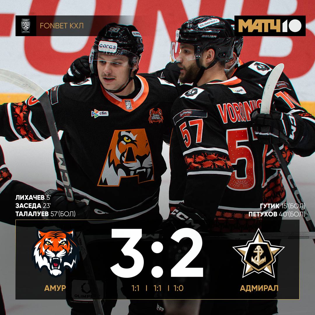 Борьба за Кубок Икры началась Амур забрал первое Дальневосточное дерби Тигры прервали серию поражений А вот у Адмирала она продолжается седьмое подряд уже hockey match