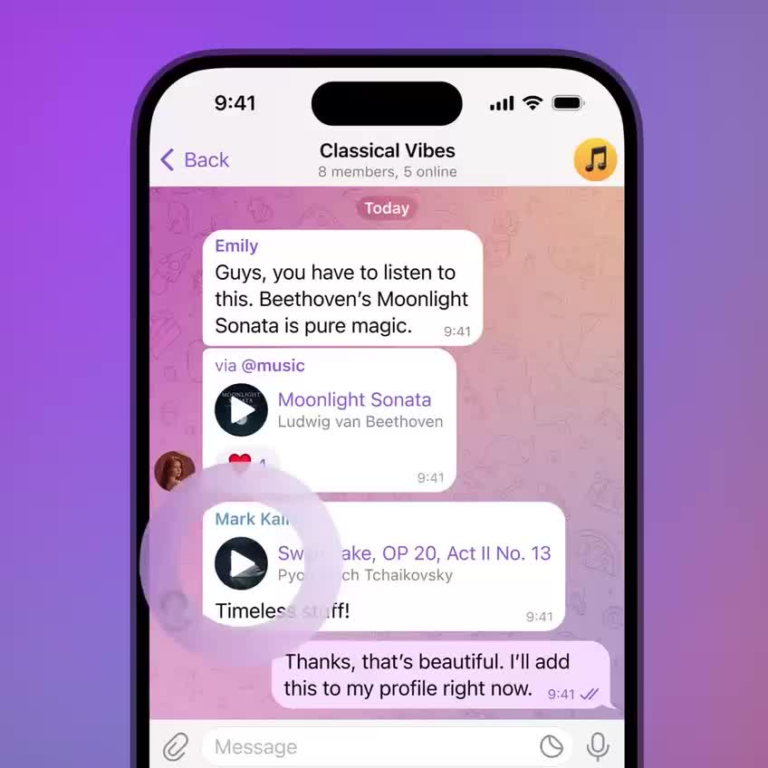Telegram обновил приложение: новые музыкальные статусы и дизайн для Android