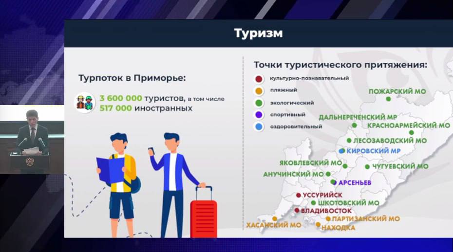 За год в Приморье приезжает более 3,6 миллионов туристов, среди которых более 517 тысяч — граждане иностранных государств