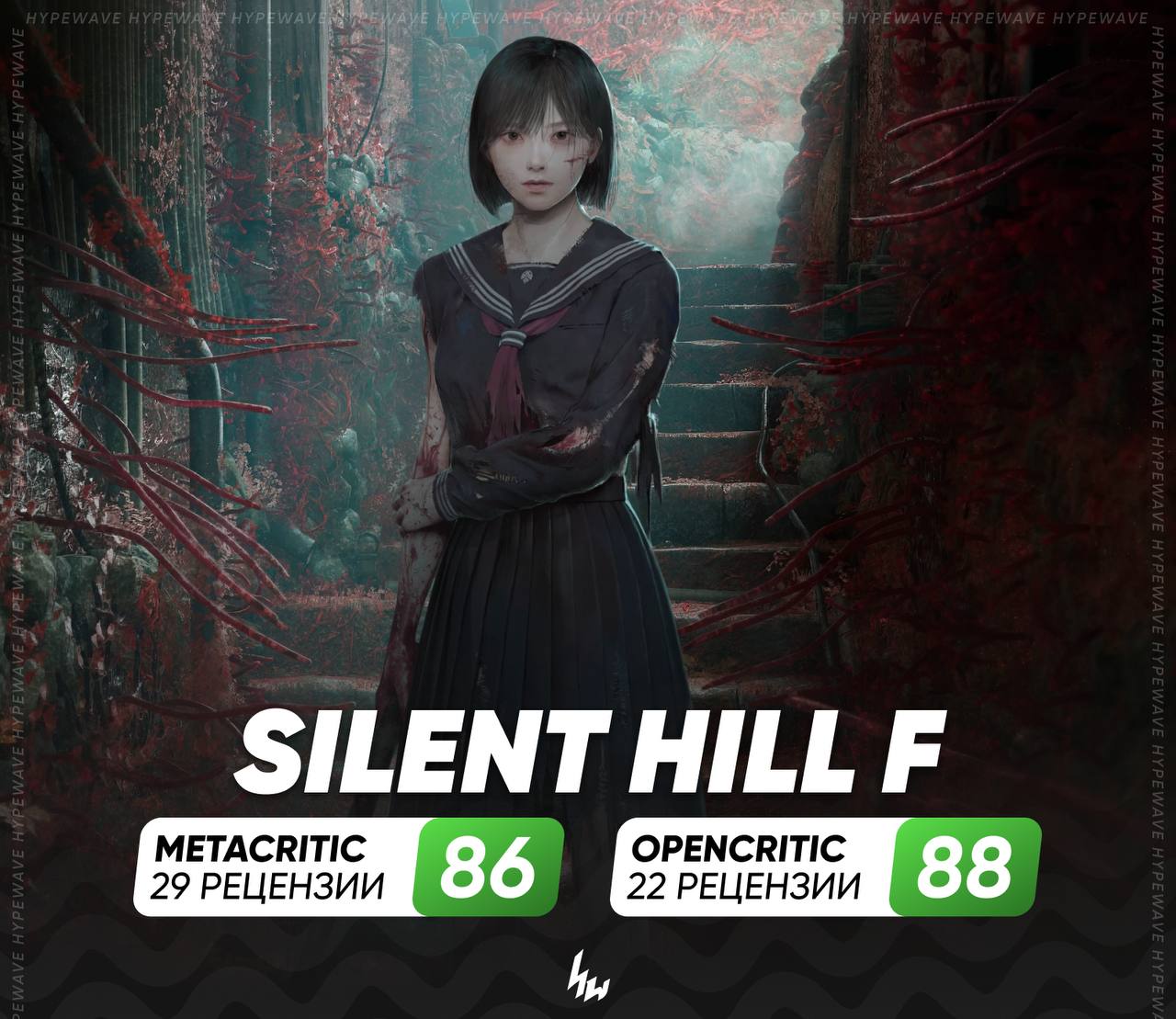 Silent Hill f превзошла ожидания критиков дебютировав с очень хорошими рецензиями Оценки изданий TheSixthAxis 10 10 Dexerto 5 5 Game8 96 100 GRYOnline pl 9 5 10 Stevivor 9 5 10 Just Play it 9 5 10 Gamepressure 9 5 10 Shacknews 9 10 CGMagazine 9 10 The Outerhaven Productions 4 5 5 P1doroasBlog 10 фатал фреймов 10 Игра собирает хвалебные оды почти за все свои аспекты мир атмосфера саундтрек Жестокость хоть местами с перебором делает её одной из самых кровавых игр которые есть на рынке Очень сильно хвалят сценарную работу Ryukishi07 который создал очень связанную и продуманную историю Да чтобы расширить лор в игре действительно надо читать дневники Главным минусом игры стала её боёвка причём местами навязанная Некоторые рецензенты жалуются на наличие визуальных багов и на то что игра немного криво работает Кстати все критики задаваясь вопросом а Silent Hill ли это приходят к единому мнению плевать как она называется если игра хорошая Она могла также спокойно быть новой Fatal Frame и ничего бы не изменилось