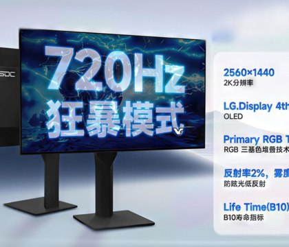 SDC представила первый геймерский OLED-монитор с разрешением 1440р и частотой обновления до 720 Гц Портал Videocardz сообщает, что китайская компания SDC Super Display Company представила 26,5-дюймовый геймерский монитор Flash 540-Meta, построенный на базе OLED-панели LG Display четвертого поколения с технологией Primary RGB Tandem. Новинка получила разрешение 2560 × 1440 пикселей, базовую частоту обновления в 540 Гц, пиковую яркость 1500 нит и время отклика 0,03 мс GtG . Читать далее