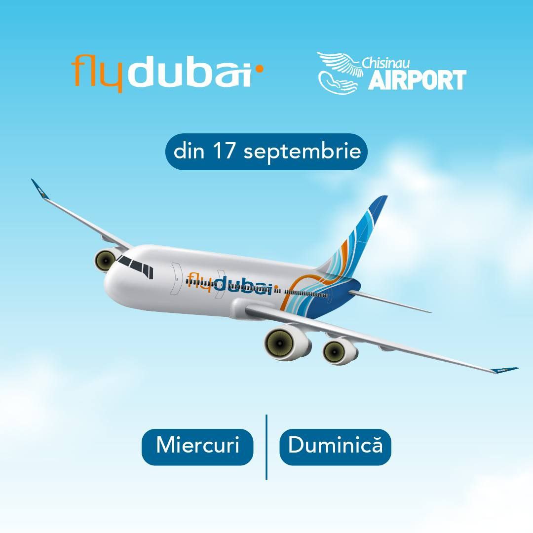 Авиакомпания flydubai возобновляет рейсы Кишинёв- Дубай с 17 сентября 2025 года. Полеты будут выполняться два раза в неделю — по средам и воскресеньям. Кишинев Live. Подписаться