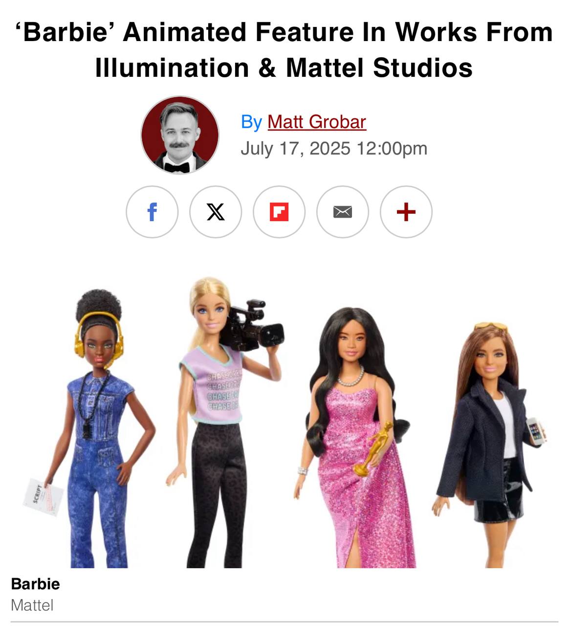 Анимационная студия Illumination «Гадкий я», «Тайная жизнь домашних животных», «Минтоны». снимет первый мультик про Барби для кинотеатров. Подробности сюжета, как и дата выхода ленты, пока неизвестны. Да, все те мультики про Барби, которые выходили с нулевых — не считаются.