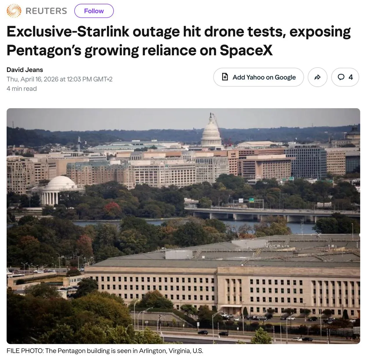 Один сбой и дроны США ослепли Starlink подвёл Пентагон Во время испытаний у побережья Калифорнии около 20 беспилотных судов остались без связи почти на час из за сбоя сети пишет Reuters В Пентагоне обеспокоены спутниковая связь стала критически важной для армии но зависимость от одного поставщика создаёт риск единой точки отказа Геополитика