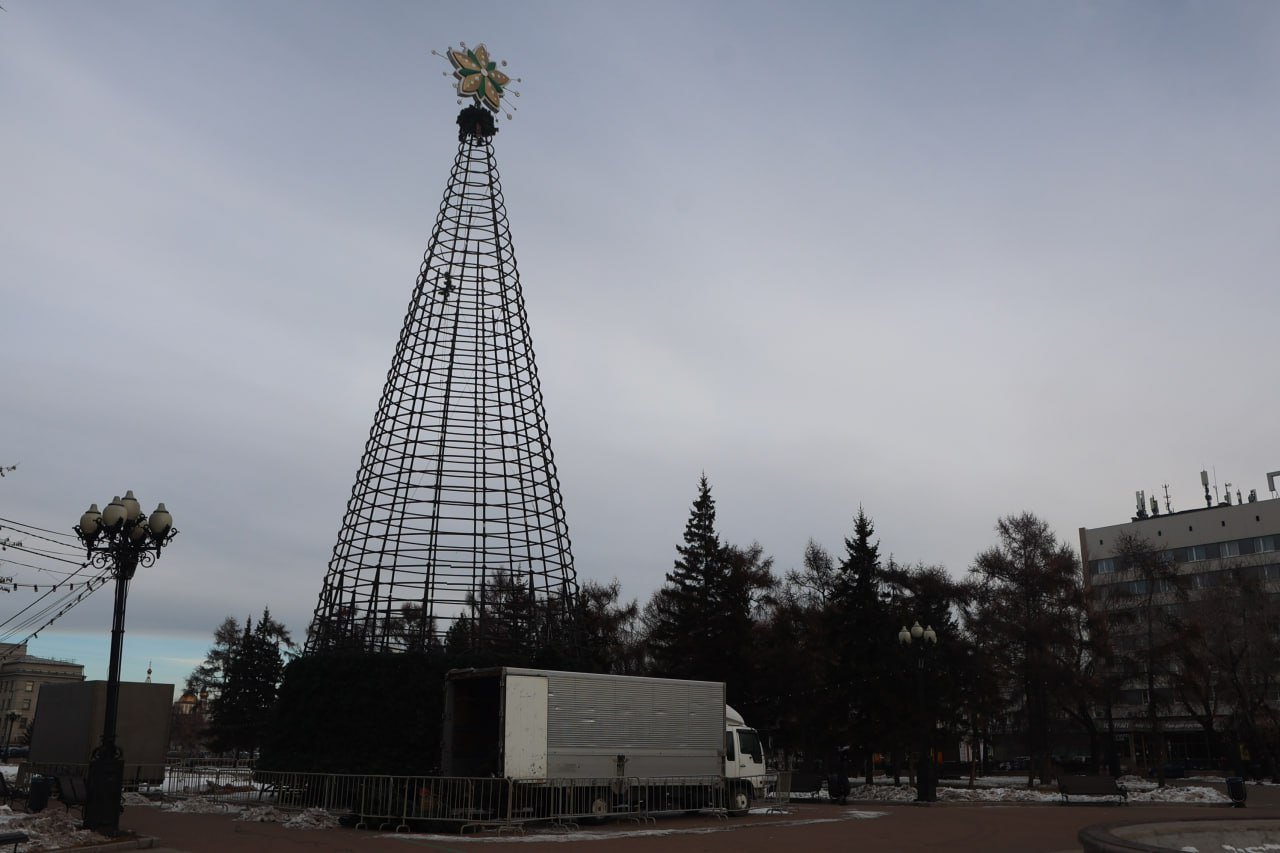 Монтаж главной городской елки вовсю продолжается в сквере имени Кирова. Специалисты уже водрузили на макушку будущей красавицы звезду. Напомним, что Огни на елке традиционно зажигаются 1 декабря.