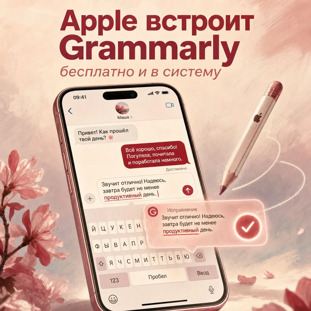 В iOS 27 появится бесплатный аналог Grammarly прямо в клавиатуре По данным Bloomberg Apple Intelligence научится не просто переписывать текст а проверять грамматику на лету в Сообщениях Почте и других приложениях Снизу экрана будет всплывать меню с предложенными правками которые можно принять по одному или все сразу Ну и Siri наконец получит кнопку Помочь с написанием прямо в текстовом поле По сути Apple делает то за что Grammarly берёт деньги но бесплатно и на уровне системы Правда пока только на английском AppleInsider в MAX Подписаться