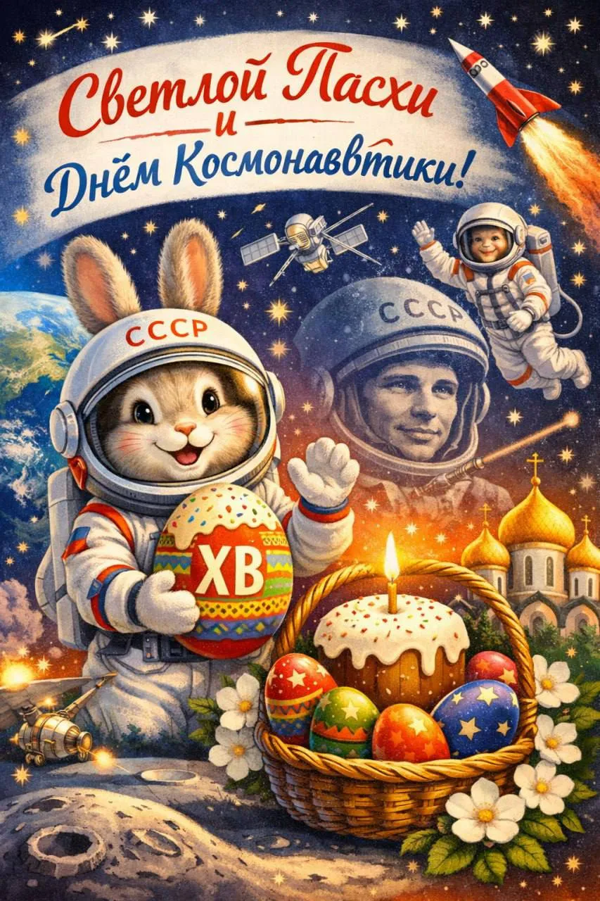 С Праздником Святой Пасхи И с Днем Космонавтики