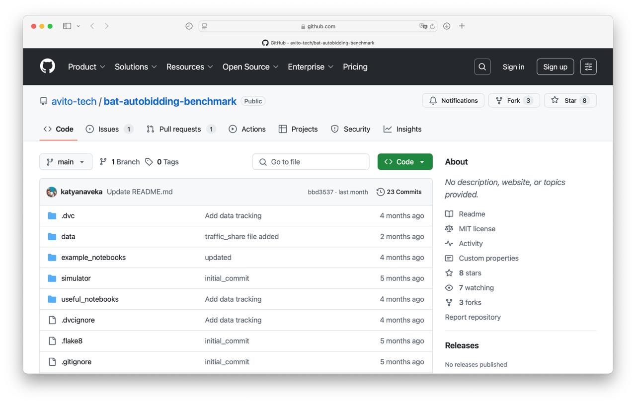 Новая опенсорс-платформа для ИИ-алгоритмов На GitHub опубликован проект, созданный российскими разработчиками. Это открытая песочница для тестирования ИИ-алгоритмов в рекламных аукционах. Платформа, именуемая BAT Benchmark for Auto-bidding Task , разработана командой Авито с использованием анонимизированных данных. Их объем значительно превышает возможности iPinYou. BAT позволяет тестировать алгоритмы в условиях, максимально приближенных к реальной работе рекламных систем. ———————————————— - Канал про тренды из мира IT, технологий, нейросетей и бизнеса.