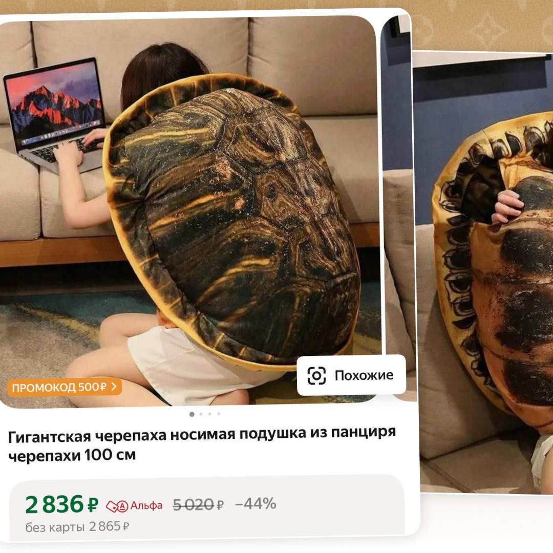Подушку в виде панциря черепахи нашли на маркетплейсах — в нём можно спрятаться от рутины и выгорания. Доступное жильё в 2025 году.