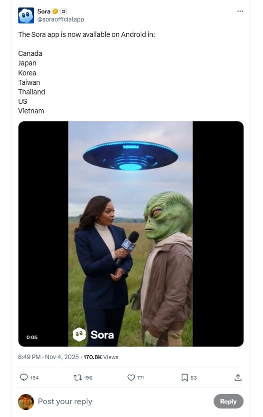 Sora 2 теперь доступна на Android но есть нюанс OpenAI официально запустила приложение Sora 2 для Android однако воспользоваться им смогут лишь пользователи из ограниченного числа стран По данным компании скачать Sora уже можно в США Канаде Японии Южной Корее Вьетнаме Тайване и Таиланде Когда появится доступ для других регионов пока не сообщается Sora 2 это флагманский генератор видео на базе ИИ способный создавать реалистичные ролики по текстовому описанию Android версия повторяет функциональность iOS приложения и позволяет генерировать короткие видео прямо с телефона редактировать их добавлять эффекты и музыку Эксперты считают что запуск на Android откроет Sora путь к массовой аудитории в Азии где именно эта платформа доминирует AffTimes новости afftimes