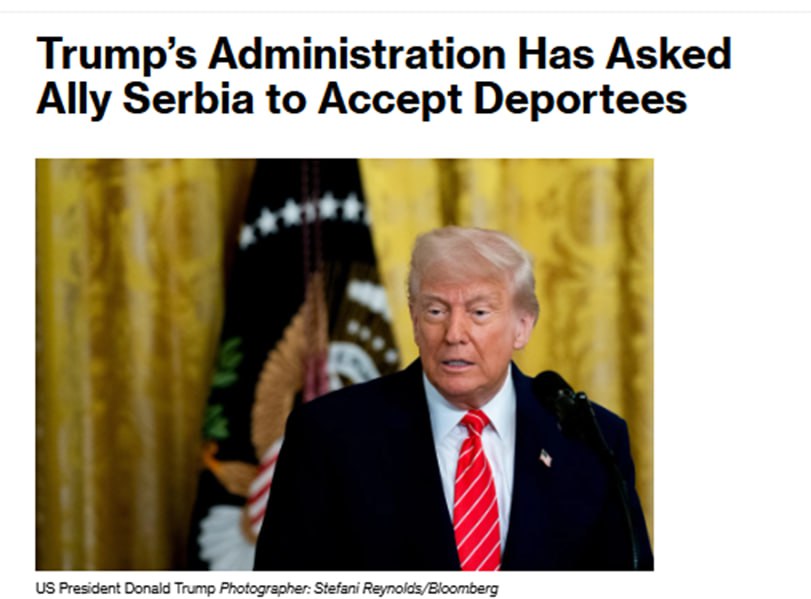 Администрация Трампа предлагает Сербии и другим балканским странам принять мигрантов, депортированных из США, сообщает Bloomberg. В частности, издание напоминает, что в мае суд разрешил администрации Трампа депортировать около полумиллиона мигрантов, приехавших в США с территории Кубы, Гаити, Никарагуа и Венесуэлы. Сейчас Белый дом ищет возможные направления для высылки этих людей.