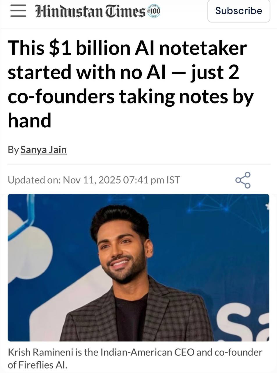 История стартапа Fireflies AI Индийский разработчик создал платформу Fireflies AI для записи совещаний Сначала основатель выдавал себя за искусственный интеллект скрываясь под маской виртуального ассистента Вместе с партнером он незаметно присутствовал на собраниях тихо фиксировал ключевые моменты и рассылал клиентам резюме обсуждений Постепенно собиралась база полезной информации позволившая стартапу привлечь инвестиции Сегодня компания оценивается свыше миллиарда долларов investing investing