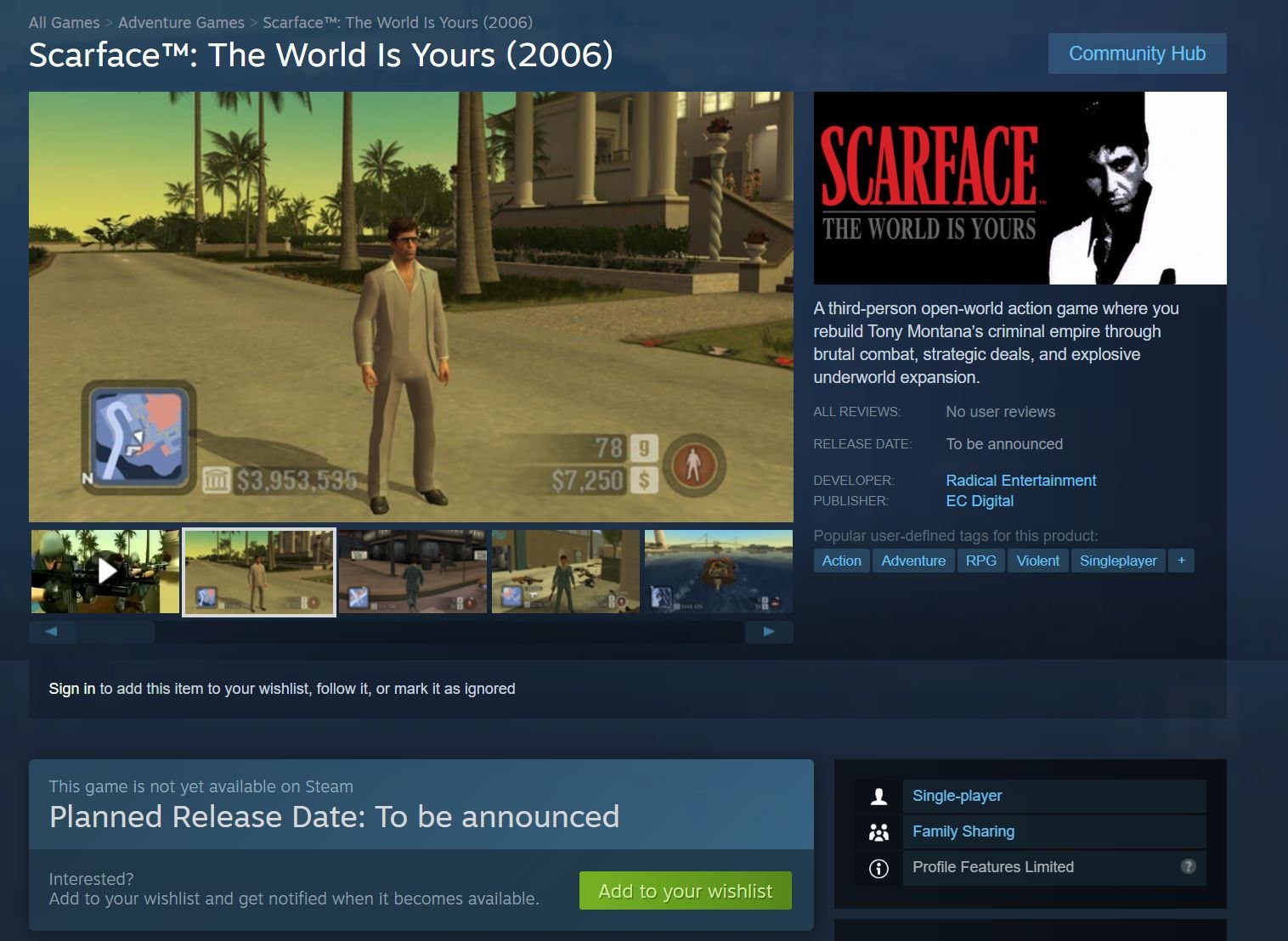 Scarface The World Is Yours 2006 года скоро станет доступна в Steam Игрокам на выбор дадут два режима оригинал и HD графика сделанная с помощью ИИ
