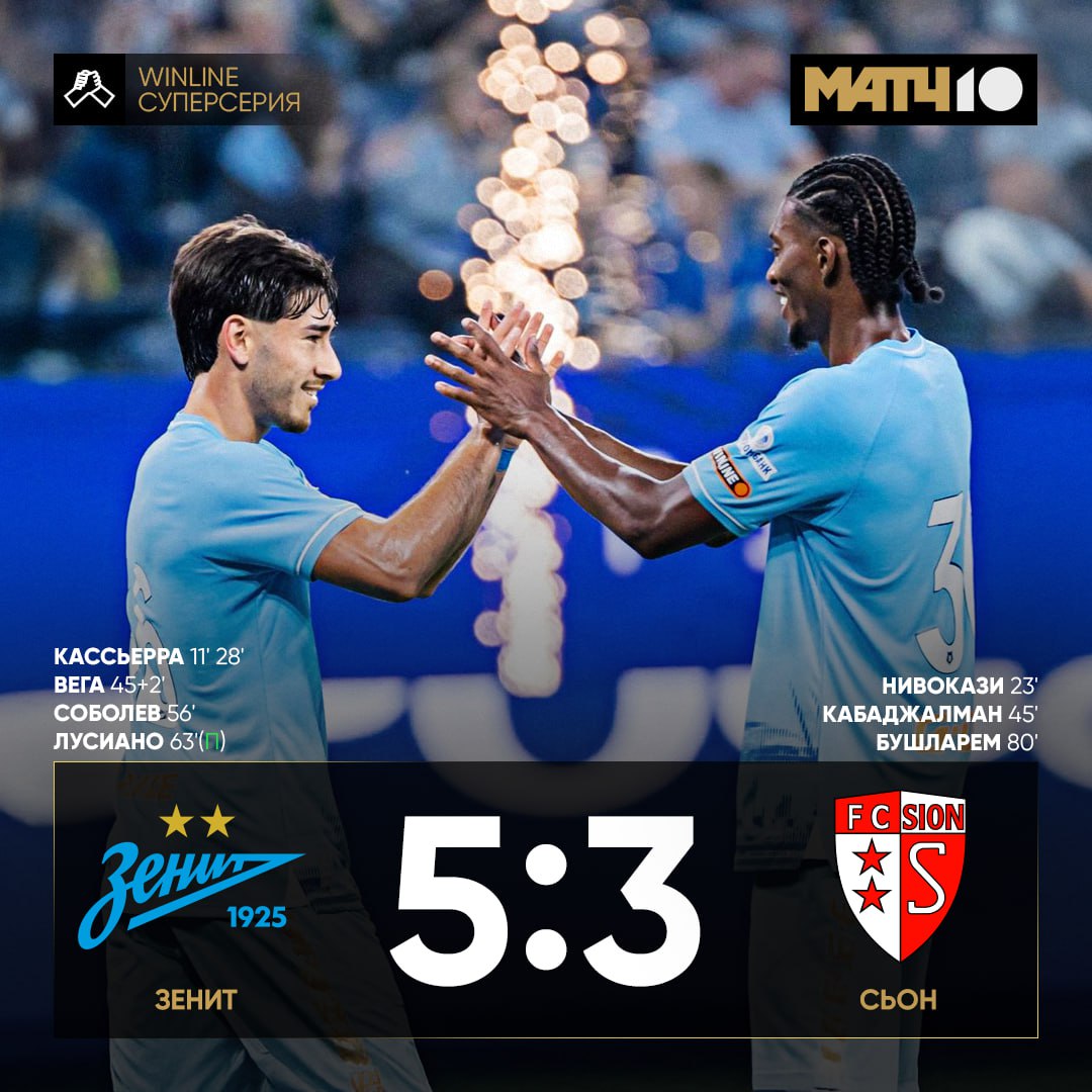 Сьон снова получил пятёрку от Зенита И речь не про оценки Match TV