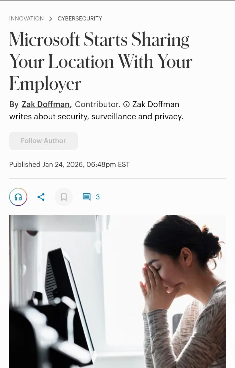 Microsoft будет сдавать начальству работяг если они не на рабочем месте В пакет Microsoft 365 внедрили функцию слежки Она будет показывать где находится сотрудник подключённый к Teams в рабочее время в том числе если куда то ушёл с ноутбуком В компании уверяют что по умолчанию функция будет отключена но её сможет включить ваш админ Также слежка должна прекращаться после окончания рабочего дня чтобы не нарушать баланс между работой и личной жизнью корпорация зла в своём стиле