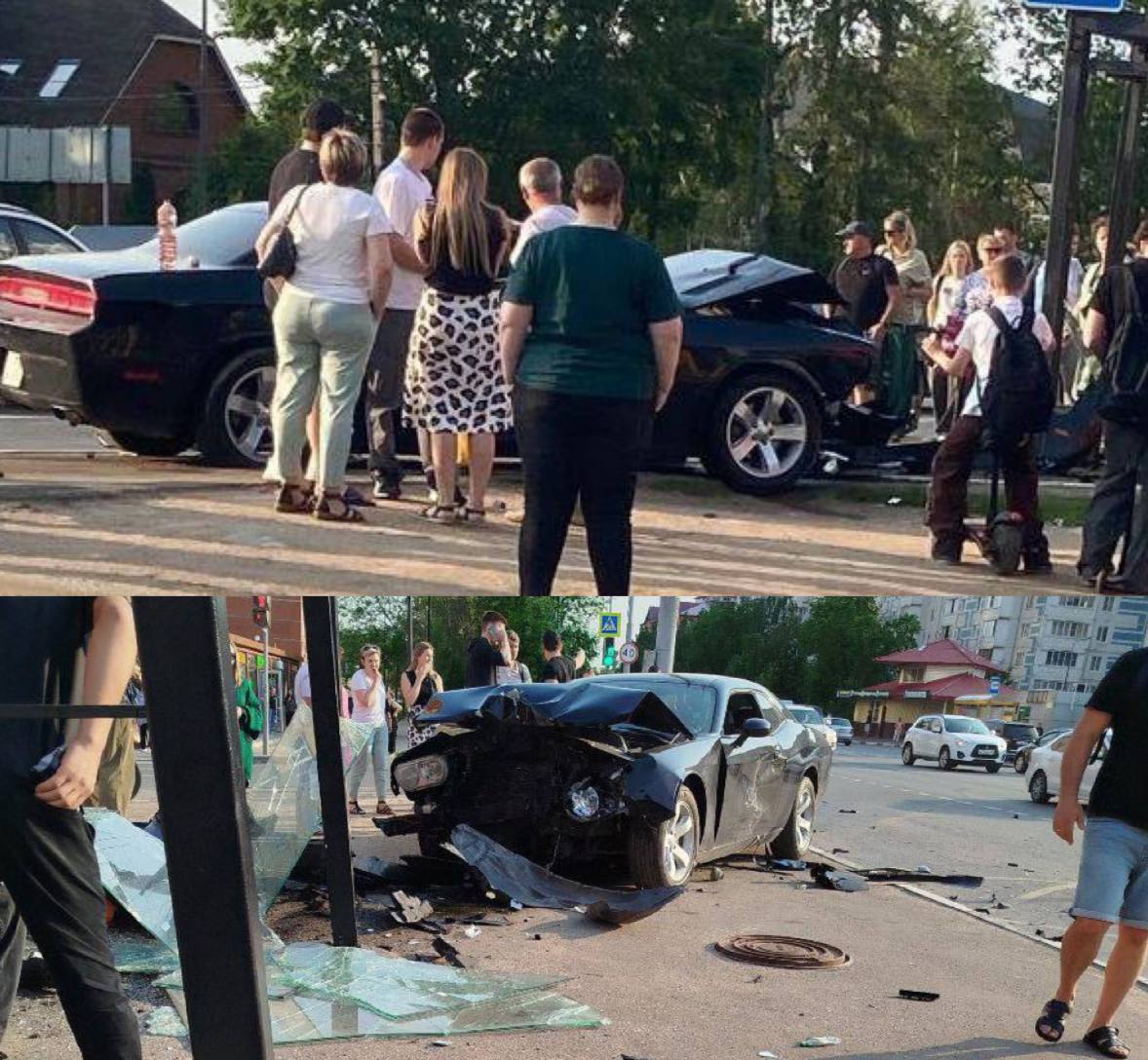 Спорткар влетел в автобусную остановку в Сергиевом Посаде. Авария с участием двух автомобилей произошла в подмосковном Сергиевом Посаде. Как рассказали «Осторожно, Москва» очевидцы, водитель отечественной «Приоры» не убедился в безопасности маневра перед «Доджем», который двигался ему навстречу. По итогу – произошло столкновение, которое привело к тому, что спорткар влетел в автобусную остановку. На кадрах – последствия ДТП. Предварительно, травмы получил водитель «Приоры», о других пострадавших информации нет. ЧП / Москва
