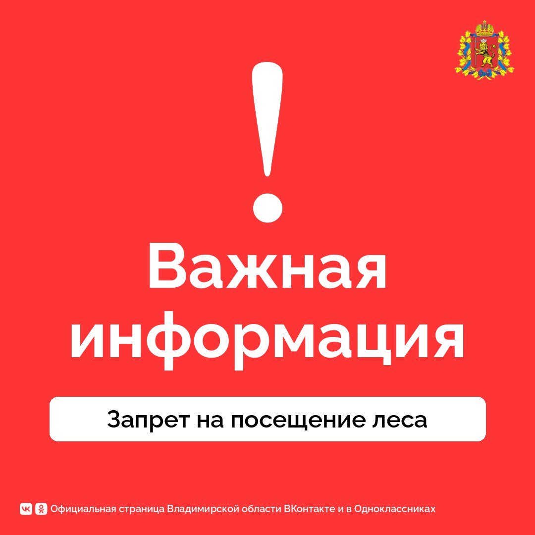 С сегодняшнего дня в Киржачском районе в лесах вокруг воинской части в радиусе 10 км действует запрет на пребывание людей и въезд транспорта.  Это распоряжение Министерства лесного хозяйства ВО. Запрет действует до отмены.  Телефоны горячей линии для обращения граждан и передачи информации о необходимости проведения аварийно-спасательных работ: - Федеральная диспетчерская служба лесной охраны 8-800-100-94-00 - Региональная диспетчерская служба: 8  4922  45-90-02, 8  4922  45-90-06 - Единая дежурно-диспетчерская служба Киржачского района: 8  49237  2-01-19