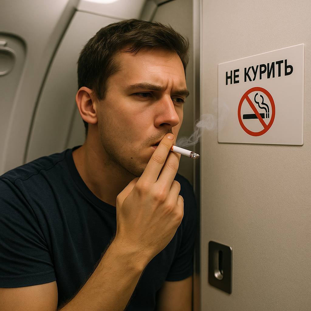 Не дотерпел до посадки: 19-летний житель Приморья покурил в самолёте и попал в полицию На рейсе “Шереметьево — Владивосток” молодой пассажир решил не дожидаться земли и закурил прямо в туалете самолёта. После приземления его встретили не родные, а сотрудники полиции. 19-летний приморец честно признался — терпеть не было сил, а табак звал. Итог: протокол за курение в неположенном месте ст. 6.24 КоАП . / Реклама