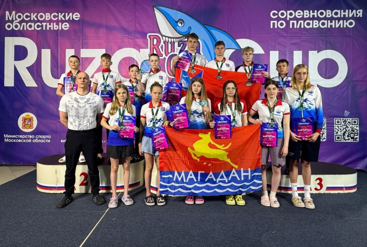 34 медали завоевали колымские пловцы на «RUZA CUP» В московских областных соревнованиях 21-22 июня участвовала сборная команда Магаданской области по плаванию. В нее входят воспитанники спортивных школ № 3 и № 5. Ребята завоевали 34 медали различного достоинства! Потап Мирончук стал «золотым» мультимедалистом – в его копилке 5 наград высшего достоинства на дистанциях 50, 100, 200 метров на спине, 50 и 100 метров вольным стилем. По три золотые медали завоевали Артур Хаустов и Арсений Саевич в разных возрастных категориях на дистанциях 50, 100 и 200 метров брассом. Даниил Орлов отличился в баттерфляе, завоевав золото на дистанции 200 метров и серебро на дистанциях 50 и 100 метров. По одной золотой медали в копилку команды принесли: Ксения Сапарова Яна Чарская Артём Половинко Егор Любченко Призёрами соревнований стали: Михаил Скобелев Алиса Шкапская Варвара Агафонова Анна Николаева Максим Жданов Константин Кононов Нелли Облецова Сейчас спортсмены находятся на летних учебно-тренировочных сборах в Рузе Московская обл. , а в июле отправятся на тренировочный сбор в Йошкар-Олу. Поздравляем спортсменов и тренеров, желаем новых успехов, побед и достижений! Источник: ЦСП Магадан